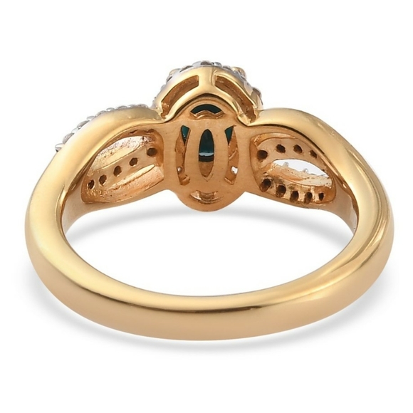 NWT Teal Grandidierite & Zircon Gold Ring Size 9 - Picture 11 of 14